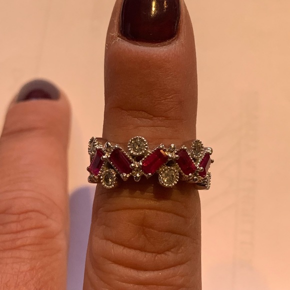 EFFY - 14k White Gold - Pink Sapphire & Diamond Ring - Picture 4 of 6